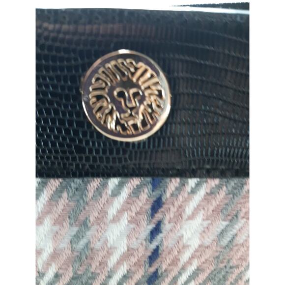 Anne Klein Tweed Pink Gray White Blue Handbag w/Color Gold Hardware - Picture 6 of 13